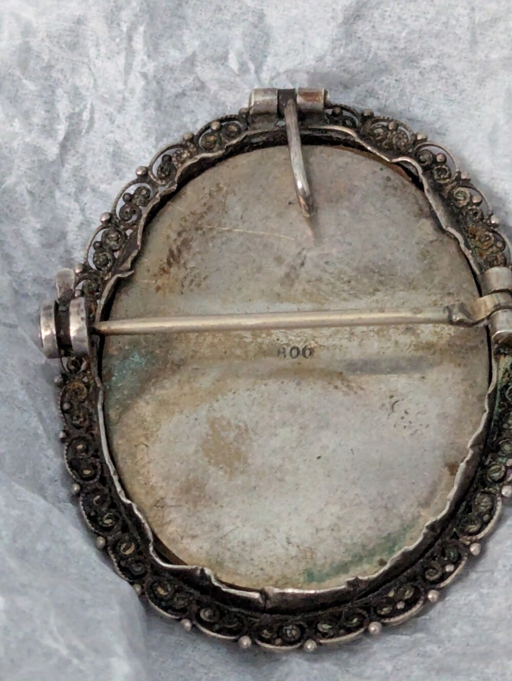Vintage 800 Silver Marcasite Portrait Brooch/Pendant - Picture 2 of 7